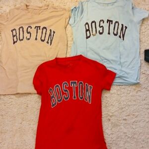 Light Blue, Red, and Cream Boston Graphic Tee